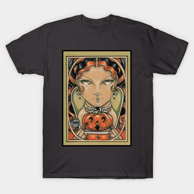 Halloween Queen With Pumpkin Friend T-Shirt by Nat Ewert Art